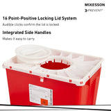 McKesson Prevent® Sharps Container Red Base 24-3/5 H X 17-3/10 W X 13 L Inch Vertical Entry 18 Gallon (862336_EA) 1/EA