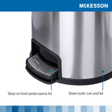 McKesson Trash Can 32 Quart / 8 gal. Silver Metal Round (1223690_EA) 1/EA