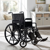McKesson Wheelchair Dual Axle Desk Length Arm Swing-Away Elevating Legrest Black Upholstery 18 Inch Seat Width Adult 300 lbs. Weight Capacity (1065277_EA) 1/EA