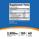 nutricost® Dietary Supplement Omega-3 2,500 mg Strength Softgel 120 Per Bottle (1270246_BT) 1/BT