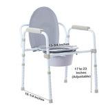 McKesson 3-in-1 Commode Chair Fixed Arms Steel Frame Back Bar 13-3/4 Inch Seat Width 350 lbs. Weight Capacity (1065227_EA) 1/EA