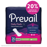 Prevail® Daily Pads Bladder Control Pad 7-1/2 Inch Length Light Absorbency Polymer Core One Size Fits Most (572727_BG) 26/BG