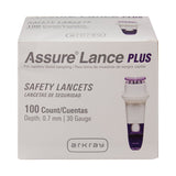 Assure® Safety Lancet 30 Gauge Protective Safety Cap Push Button Activation Finger (962941_CS) 2400/CS