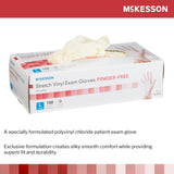 McKesson Exam Glove Large NonSterile Stretch Vinyl Standard Cuff Length Smooth Ivory Not Rated (409744_BX) 100/BX