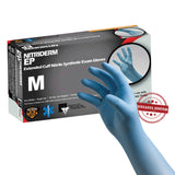 NitriDerm® EP Exam Glove Medium NonSterile Nitrile Extended Cuff Length Fully Textured Blue Chemo Tested / Fentanyl Tested (812546_CS) 1000/CS