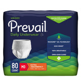 Prevail® Daily Underwear Extra Unisex Adult Absorbent Underwear Pull On with Tear Away Seams Medium Disposable Moderate Absorbency (402953_CS) 80/CS
