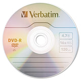Verbatim® DVD-R Recordable Disc, 4.7 GB, 16x, Spindle, Silver, 50/Pack (VER95101) Each