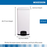 McKesson Trash Can 32 Quart / 8 gal. White Metal Square (1223678_CS) 1/CS