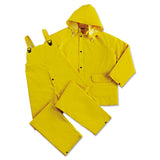 Anchor Brand® 3-Pc Rainsuit, Jacket/Hood/Overalls, 0.35 mm, PVC Over Polyester, Yellow, 3X-Large (101-9000-3XL) Each
