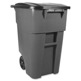 Rubbermaid Commercial Brute Rollout Container with Lid, 50 gal Capacity, 36.2" x 23.4" x 28.5", Gray (RCP9W2700GRAYEA) Each