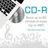 Maxell CD-R700 CD Recordable Media, Light Green, CD-R, 48x, 700 MB, 120mm, 1.33 Hour Maximum Recording Time, 25/Pack (MAX648445) Pack of 25