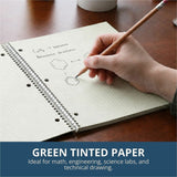 Roaring Spring 5x5 Graph Ruled Spiral Lab Notebook, 80 Sheets, 160 Pages, Green Paper, Brown Kraft Cover (ROA11209) Each