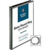 Business Source Round-ring View Binder, 1/2", Letter, 8 1/2" x 11", 125 Sheet Capacity, Black (BSN09950) Each