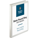 Business Source Round-ring View Binder, 1/2", Letter, 8 1/2" x 11", 125 Sheet Capacity, White (BSN09951) Each