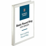 Business Source Round-ring View Binder, 1/2", Letter, 8 1/2" x 11", 125 Sheet Capacity, White (BSN09951) Each