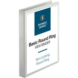 Business Source Round-ring View Binder, 1", Letter, 8 1/2" x 11", 225 Sheet Capacity, White (BSN09953) Each