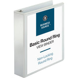 Business Source Round-ring View Binder, 2", Letter, 8 1/2" x 11", 475 Sheet Capacity, White (BSN09957) Each