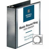 Business Source Round-ring View Binder, 3", Letter, 8 1/2" x 11", 625 Sheet Capacity, Black (BSN09958) Each