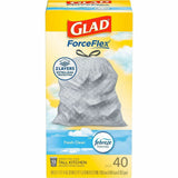 Glad ForceFlex Tall Kitchen Drawstring Trash Bags, 13 gal Capacity, 1.05 mil, 40/Box (CLO78361BX) 1 Box
