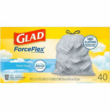 Glad ForceFlex Tall Kitchen Drawstring Trash Bags, 13 gal Capacity, 1.05 mil, 40/Box (CLO78361BX) 1 Box