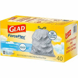Glad ForceFlex Tall Kitchen Drawstring Trash Bags, 13 gal Capacity, 1.05 mil, 40/Box (CLO78361BX) 1 Box