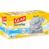 Glad ForceFlex Tall Kitchen Drawstring Trash Bags, 13 gal Capacity, 1.05 mil, 40/Box (CLO78361BX) 1 Box