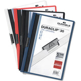 DURABLE DURACLIP Letter Report Cover, 8 1/2" x 11", 30 Sheets Capacity, Vinyl, Steel, Black (DBL220301) Each
