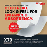 Wypall PowerClean X70 Medium Duty Cloths, Pop-Up Box, 8.34" x 16.80", 100/Box (KCC41455BX) Box of 100