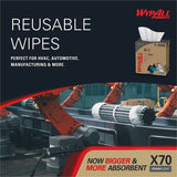 Wypall PowerClean X70 Medium Duty Cloths, Pop-Up Box, 8.34" x 16.80", 100/Box (KCC41455BX) Box of 100