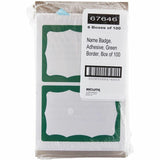 SICURIX Green Border Adhesive Badges, 2/Sheet, 100/Box (BAU67646) Box of 100