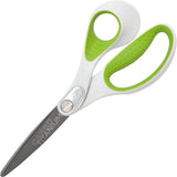 Westcott CarboTitanium Bonded Scissors, 8" Overall Length, 3.25" Cut Length, Straight White/Green Handle (ACM16447) Each