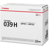 Canon 039H Original High Yield Laser Toner Cartridge, Black, 25000 Pages (CNMCRTDG039H) Each