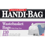 Berry Handi-Bag Wastebasket Bags, 8 gal Capacity, 24" x 21.50" x 0.60 mil Thickness, 130/Box, 6/Carton (WBIHAB6FW130CT) Case of 780