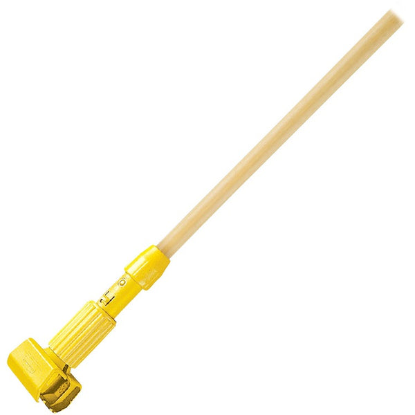 Rubbermaid Commercial Gripper Handle, Clamp Style, 60", Hardwood, 12/CT, Yellow