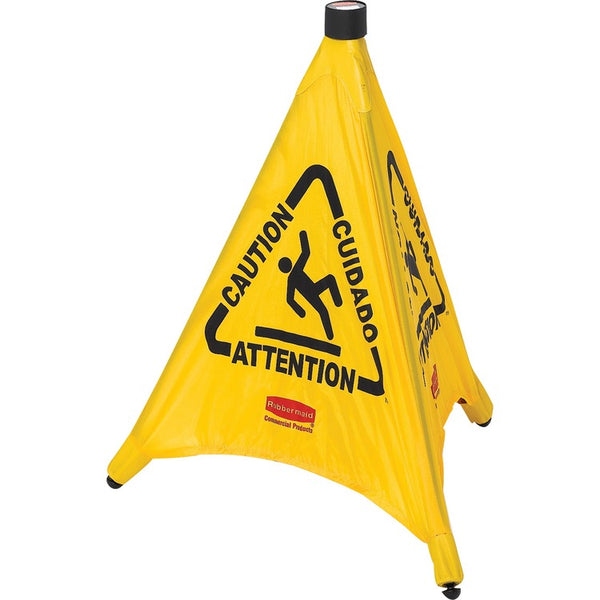 Rubbermaid Commercial Pop-Up Safety Cone, "Caution", Multi-Lingual, 20" x 21", 12/CT, YW