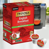 Twinings of London Decaf English Breakfast Black Tea K-Cup, Decaffeinated, 24/Box (TWG08757) Box of 24