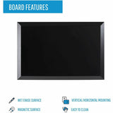 MasterVision Kamashi 4'x3' Wet Erase Board, 36" x 48", Lacquered Steel Surface, Black Wood Frame (BVCMM14151620) Each