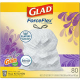 Glad ForceFlex Tall Kitchen Drawstring Trash Bags, Gain Lavender with Febreze Freshness, 13 gal Capacity, 0.78 mil, 80/Box (CLO78902BX) 1 Box