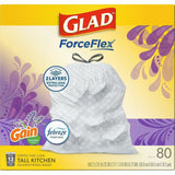 Glad ForceFlex Tall Kitchen Drawstring Trash Bags, Gain Lavender with Febreze Freshness, 13 gal Capacity, 0.78 mil, 80/Box (CLO78902BX) 1 Box