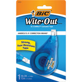 BIC EZ Correct Correction Tape, 0.20" x 39.40 ft, White, 6/Box (BICWOTAPP11BX) Box of 6