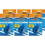 BIC EZ Correct Correction Tape, 0.20" x 39.40 ft, White, 6/Box (BICWOTAPP11BX) Box of 6