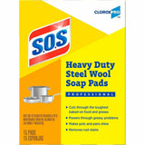 CloroxPro™ S.O.S Steel Wool Soap Pads, 4" x 5", Blue, 15/Box, 12/Carton, 40 Carton/Pallet (CLO88320PL) 1 Pallet