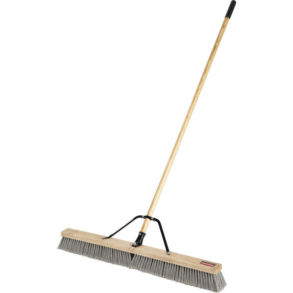 Rubbermaid Commercial Push Broom, 3" Fine Pet Bristles, 36"W, 1-1/8" Dia Handle