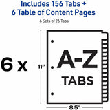 Avery Customizable Table of Contents Ready Index Multicolor Dividers, 26-Tab, A to Z, 11 x 8.5, White, 6 Sets (AVE11832) Pack of 6