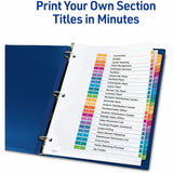 Avery Customizable Table of Contents Ready Index Multicolor Dividers, 26-Tab, A to Z, 11 x 8.5, White, 6 Sets (AVE11832) Pack of 6