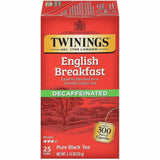 Twinings of London Decaf English Breakfast Black Tea Bag, 1.8 oz, Decaffeinated, 25/Box (TWG09182) Box of 25