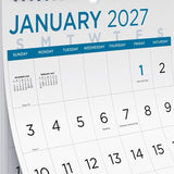 Blueline 12-Month Large Print Monthly Wall Calendar, January 2027 to December 2027 (REDC173106) Each