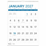 Blueline 12-Month Large Print Monthly Wall Calendar, January 2027 to December 2027 (REDC173106) Each