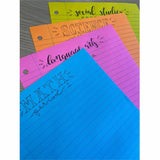 Astrobrights Filler Paper, 100 Sheets, Wide Ruled Front Ruling, 3 Hole(s), 24 lb Basis Weight, 8" x 10 1/2" Sheet Size, Assorted Color Paper, 100/Pack (WAU2591001) Pack of 100