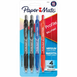 Paper Mate Bold Profile Retractable Ballpoint Pens, 1 mm Medium Point, Assorted Black, Blue & Red Ink, Assorted Barrels, 4-Pack (PAP2100912) Pack of 4